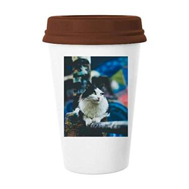 Imagem de Caneca de foto de gato preguiçoso, caneca de copo de cerâmica para copo de café