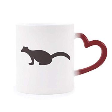 Imagem de Caneca preta Polecat Animal Rettrayal Sensível ao Calor Caneca Vermelha Mudança de Cor