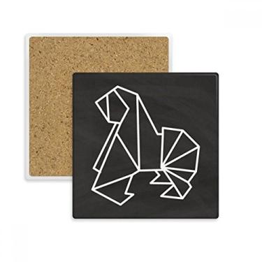 Imagem de Abstrato Origami Dog Forma Geométrica Quadrada Porta-copos Porta-copos Caneca Suporte de Subplaca Pedra de Isolamento