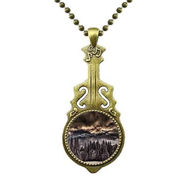 Imagem de DIYthinker Céu de pinheiro branco céu escuro art déco presente moda colar antigo joia música pingente