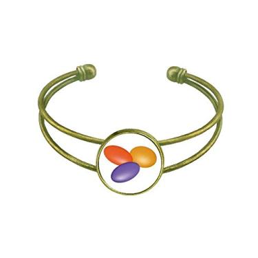 Imagem de Pulseira com estampa de produtos de cuidados de saúde com ilustração de pílula, joia retrô de punho aberto