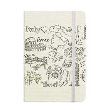 Imagem de Caderno de anotações de paisagens italianas famosas de viagem, capa dura de tecido, diário clássico