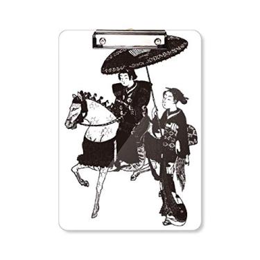 Imagem de Japan Women Riding Horse Sketch Prancheta Pasta, Bloco de Escrita Placa de Apoio A4