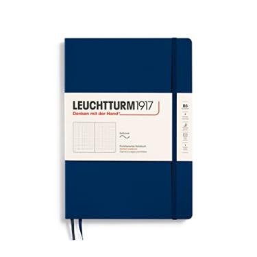 Imagem de LEUCHTTURM1917 - Caderno composição de capa macia B5-123 páginas numeradas para escrita e diário (pontilhado, azul marinho)