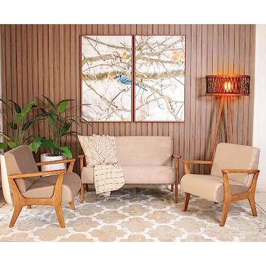 Imagem de Conjunto de Poltronas Estofadas em Madeira Maciça Cléo Marrom Claro – Straub Web