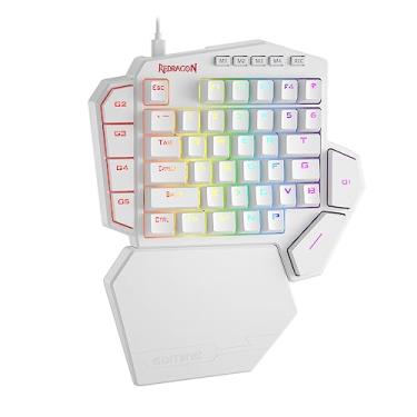 Imagem de Redragon Teclado mecânico para jogos K585 DITI com uma mão RGB, teclado profissional de 42 teclas tipo C com soquete de troca a quente atualizado, 7 teclas macro integradas e descanso de pulso