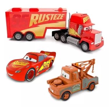 Imagem de Kit C/ 3 Carrinhos - Trio Aventura Carros Disney - Relâmpago Mcqueen, Mack e Mate - Toyng