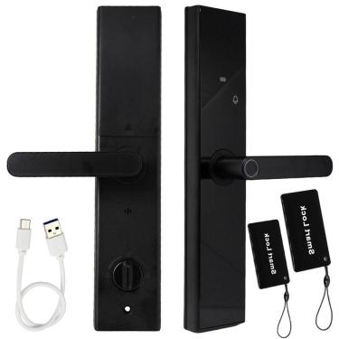 Imagem de Fechadura De Porta Digital Eletrônica Smart Biometria Card Senha 36cm