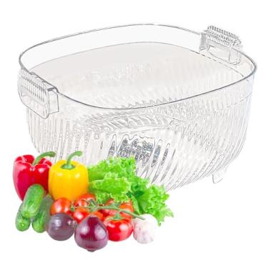 Imagem de Cesto para lavar legumes - Cesta de drenagem do filtro de vegetais e frutas - Tigelas de drenagem de escorredor de cozinha, tigela de drenagem de frutas e legumes para limpeza e mistura de Aferzov