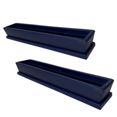 Imagem de 2 Vasos Jardineira de Plantas 80cm e Prato Polietileno (Azul)