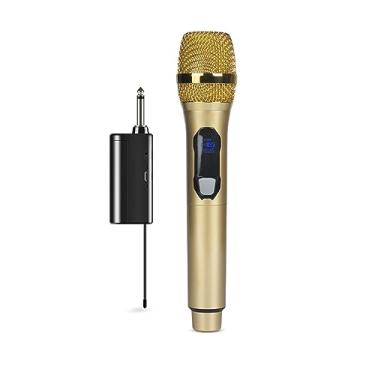 Imagem de Microfone portátil de karaokê, de microfone sem fio com receptor recarregável, microfone dinâmico portátil com tela de LED, para discurso de casamento em palco de canto
