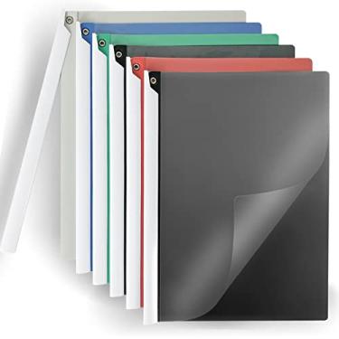 Imagem de Binditek Pacote com 6 capas transparentes para relatórios frontais com clipe giratório, 5 capas traseiras sortidas, capacidade para 40 folhas, 22 x 39 cm, para tamanho carta e tamanho A4, resistente,