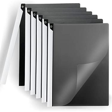 Imagem de Binditek Pacote com 6 capas de relatório frontais transparentes com clipe giratório, pasta de arquivo de plástico com capas traseiras pretas, capacidade para 40 folhas, 22 x 39 cm, para tamanho carta