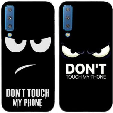 Imagem de 2 peças Anger Don't Touch My Phone impresso TPU gel silicone capa de telefone traseira para Samsung Galaxy todas as séries (Galaxy A7 2018)