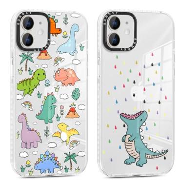 Imagem de RUMDEY Pacote com 2 capas de celular com estampa de animais de desenho animado para iPhone 12 Mini de 5,4 polegadas, capas transparentes de silicone macio fino TPU à prova de choque para mulheres,