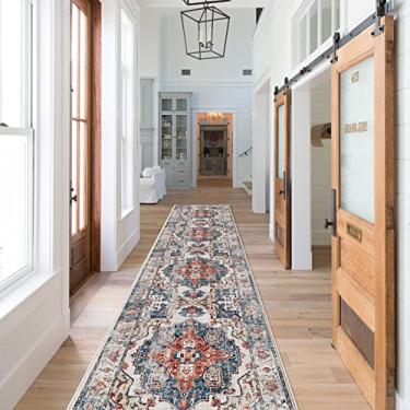 Imagem de Tapete de corredor dobrável, tapete de cozinha macio, tapete combina uma paleta brilhante de cores sofisticadas com um design clássico inspirado em persa (2 X 10, tijolo)