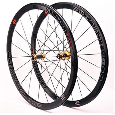 Imagem de Conjunto de rodas de bicicleta 700c, para bicicleta de estrada, aro de parede dupla, fibra de carbono, freio v/c, aro de 40mm, dianteiro, 18h, traseiro, 21h, rodas 8, 9, 10, 11, velocidade,