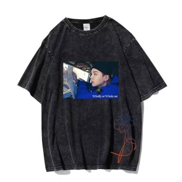 Imagem de Camisetas Su-ga Solo Agust D, camiseta k-pop vintage estampada lavada streetwear camiseta vintage unissex para fãs, 3, P