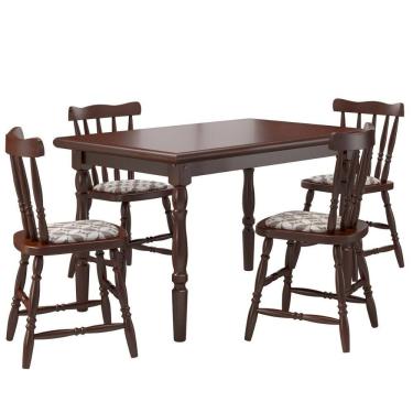 Imagem de Conjunto Mesa de Jantar 125cm com 4 Cadeiras Estofadas Multimóveis CR50084
