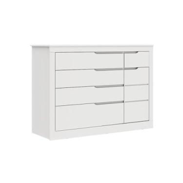 Imagem de Cômoda Infantil 5 Gavetas com Fraldário Cléo Branco Fosco Carolina Baby