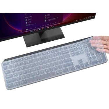 Imagem de Capa de teclado para teclado MX Keys S & MX Keys Advanced Illuminated Wireless Keys, protetor de teclado sem fio avançado, película protetora de silicone MX Keys S, transparente