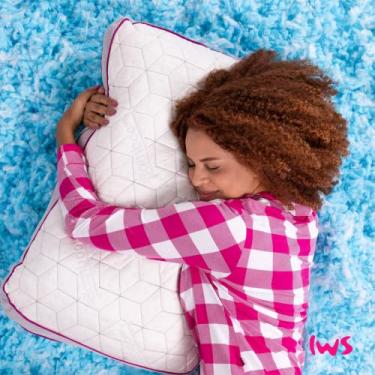 Imagem de Kit 02 Travesseiros ajustáveis - I wanna sleep - Snow®, flocos de espuma removíveis, ideal para dores na coluna, altura personalizada, alívio de pressão, antiestresse, tecido em bambu respirável