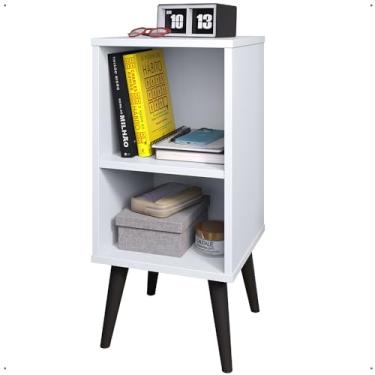 Imagem de Mesa Cabeceira Charme Apoio Lateral Cama Box Criado Organizador Pequeno Nicho Pé Palito Decoração Quarto Solteiro (Branco)