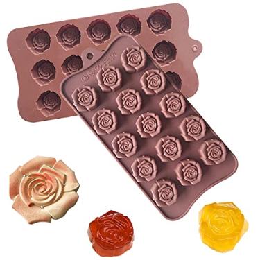 Imagem de 2 Pack Valentine's Day Silicone Molds Chocolate Candy Mold Rose Flower Baking Molds Non-stick Silicone Tray Fancy Shapes for Fat Bombs, Caramels, Jello, Gummy, Truffles, Ice Cubes