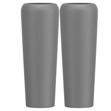 Imagem de Kit 2 Vasos Fibra De Vidro 80cm Florida M Decorativo Vietnamita (Cinza Fosco)