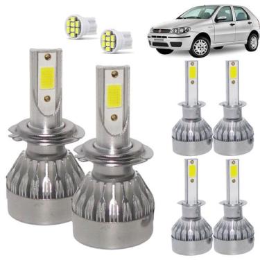 Imagem de Kit Super Led Palio G3 2004 a 2014 Farol Baixo H7 + Alto H1 + Milha H1