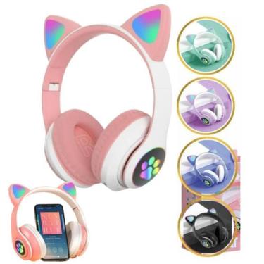 Imagem de Fone De Ouvido Gatinho Rosa  Com Luz Led - Entrega Rápida - AL