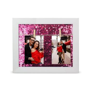 Imagem de Porta retrato de Lantejoula Pink para 2 Fotos 9x13 - LORE