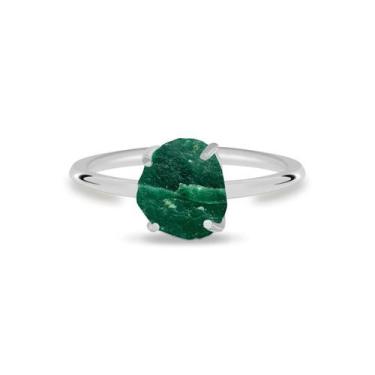 Imagem de Aliança Jaspe Verde - Cristal Natural, Banho Ouro 18k