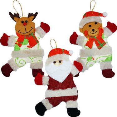 Imagem de Kit 3 Decoração Árvore De Natal Noel Rena Urso Natalino 19cm - Gici Ch