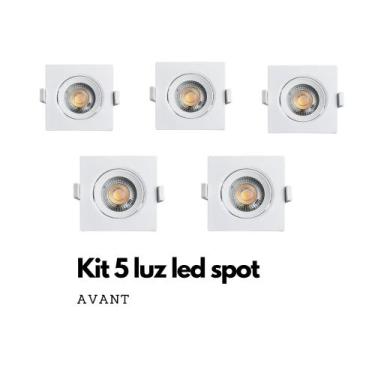 Imagem de Kit 5 Spot Avant De Led Quadrado Direcionável 5W 3000k 6500k, 3000k
