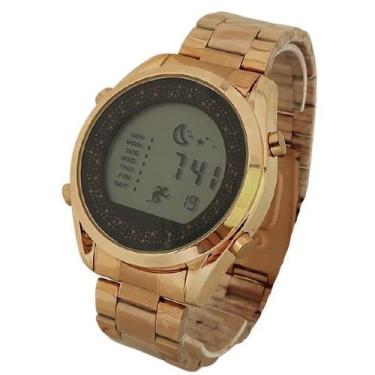 Imagem de Relógio Aço Inoxidável Digital Luxo Rosê Unissex Caminhada Cronometro 