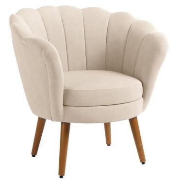 Imagem de Poltrona Decorativa Pétala Tecdio Suede Bege Pés Palito Kimi Decor