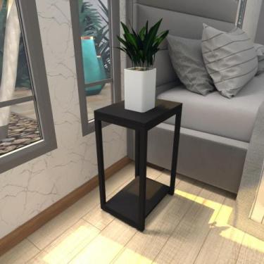 Imagem de Mesa de cabeceira industrial preta mdf canto quarto mesas de cabeceira