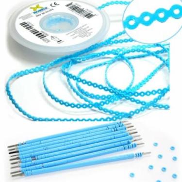Imagem de Kit 10 elastic bengala azul bebê + 1 corrente azul bebê médio 1,5m - M