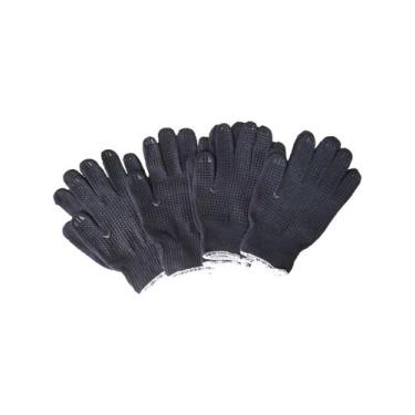 Imagem de Kit com 12 Luvas Pretas Quentinhas Unissex Anti-derrapante Inverno Lis