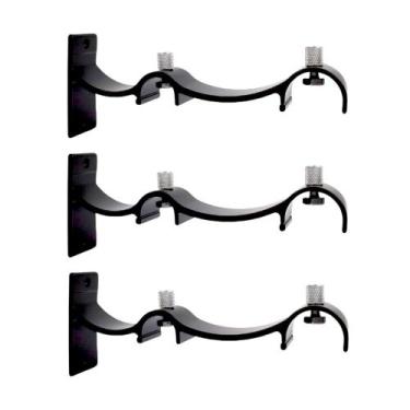 Imagem de Kit 5 Suportes Duplo Perfil Invertido Para Varão Wave 28mm PRETO - ART