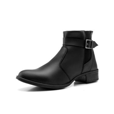 Imagem de Coturno feminino bota de salto baixo casual cano curto inverno confort