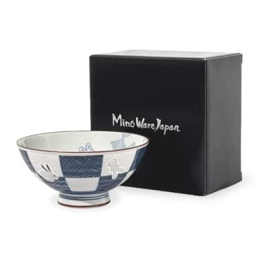 Imagem de MINO WARE JAPAN Tigela de arroz de cerâmica japonesa estilo tradicional Chawan, pode ir à lava-louças, feita no Japão (Ichimatsu Usagi, média (oohira))