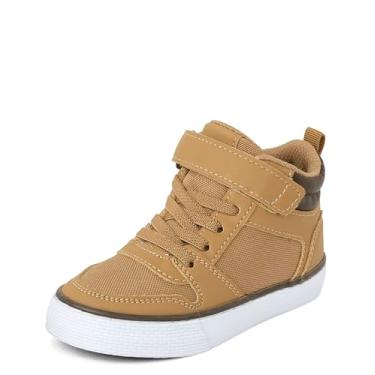 Imagem de The Children's Place Tênis casual com cadarço e cano alto para bebês meninos, Bronzeado, 11 Toddler