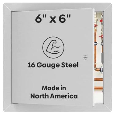 Imagem de Melhor painel de acesso universal de metal de 15 cm x 15 cm com flange, porta de acesso de aço laminado a frio calibre 16 para parede/teto seco, painel de drywall compatível com LEED com dobradiça de