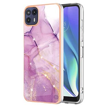 Imagem de Dinglijia Capa para Motorola G50 5G, TPU macio + padrão de mármore IMD design fino proteção de câmera e tela para meninas e mulheres capa para Motorola G50 5G YBBK roxo A