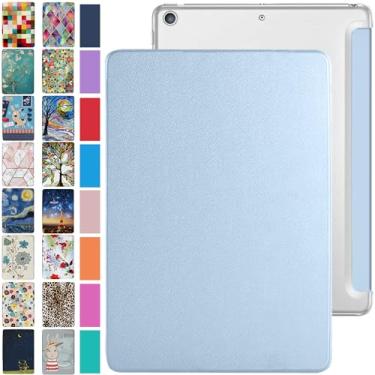 Imagem de DuraSafe Cases Capa traseira rígida para iPad Mini 8,3 polegadas 6ª geração [Mini 6ª geração 2021] MK893LL/A MLX43LL/A MK8E3LL/A MK8C3LL/A com três dobras em policarbonato leve e inteligente PU – Azul