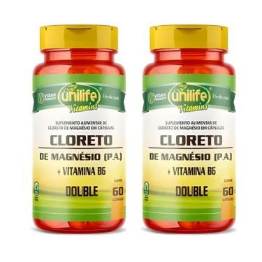 Imagem de Kit C/2 Cloreto De Magnésio Pa + Vit B6 800mg 60Caps Unilife