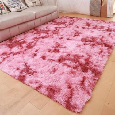 Imagem de KAIJIE Tapetes de área para quarto e sala de estar, tapete felpudo felpudo fofo de pelúcia macio, tapete de piso interno para crianças decoração de dormitório de casa vinho vermelho 60 x 90 cm