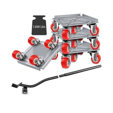 Imagem de YWHWXB Conjunto de Elevador de Móveis e Ferramenta de Movimentação de Móveis, Carrinho de Móveis com 4 Rodas, Carga de 1200 Libras, Rodas de Borracha com Rotação de 360 ° para Mover Sofá, Gabinete, Ge